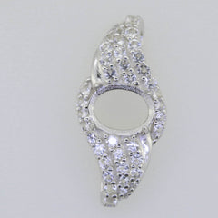 14K Gold Semi Mount Pendant Setting Oval OV 8X6mm Diamond Accent Syzjewelry