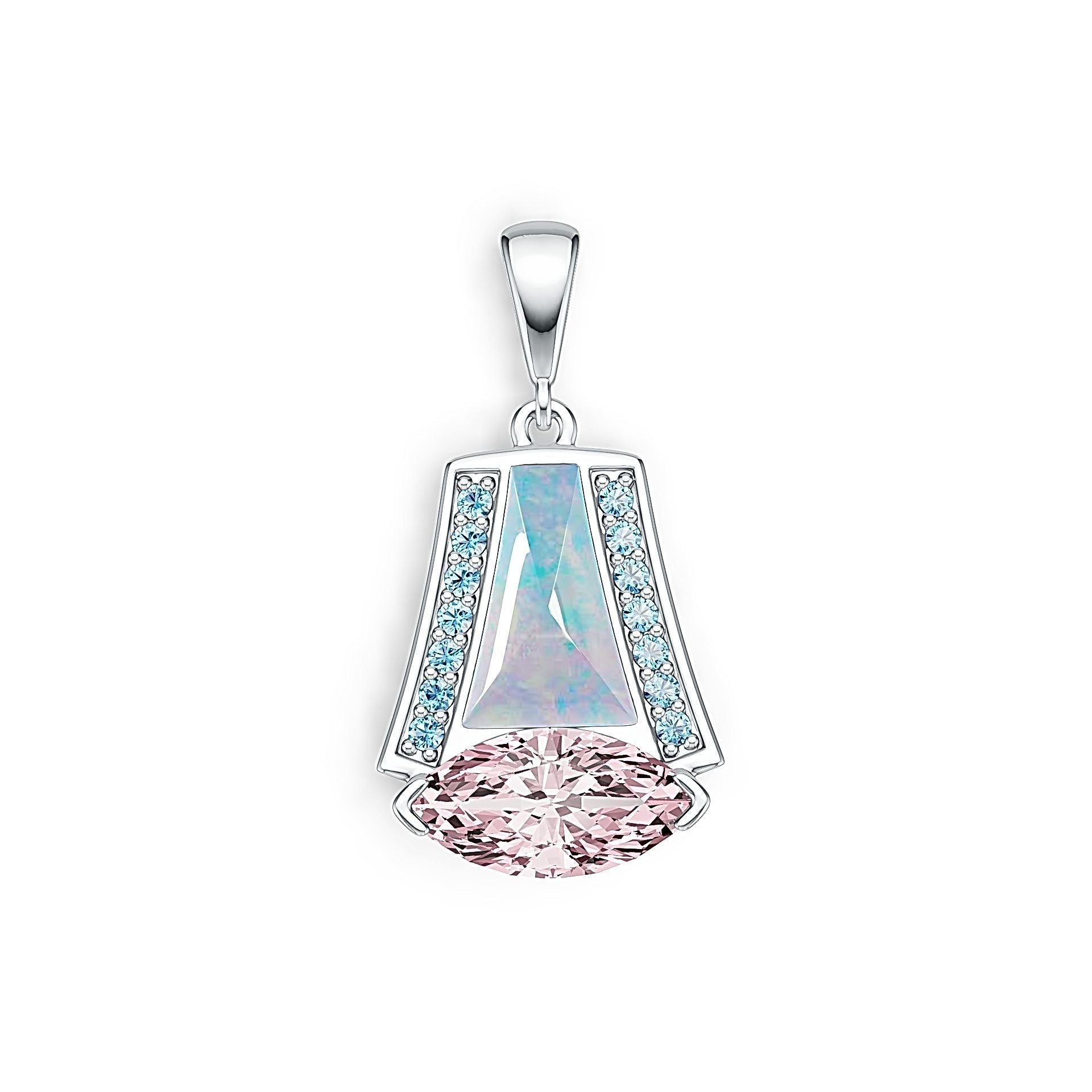 10K Gold Semi Mount Pendant Setting Cab 11X7mm Marquise MQ 12X6mm Moissanite Accent DHJ