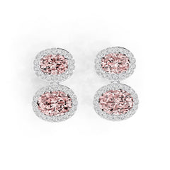 Platinum Semi Mount Earrings Setting Oval Ov 9x6mm Diamond Accent Syz Jewelry