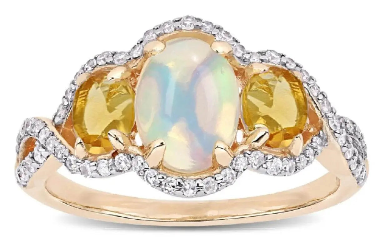 10K Gold Semi Mount Ring Setting Oval OV 9X7mm OV 7X5mm with White Topaz Moissanite Accent DHJ