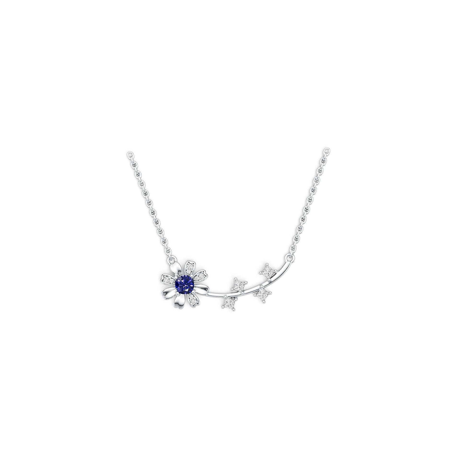 18K Gold Semi Mount Necklace Setting Round Rd 4mm Diamond Accent Syzjewelry