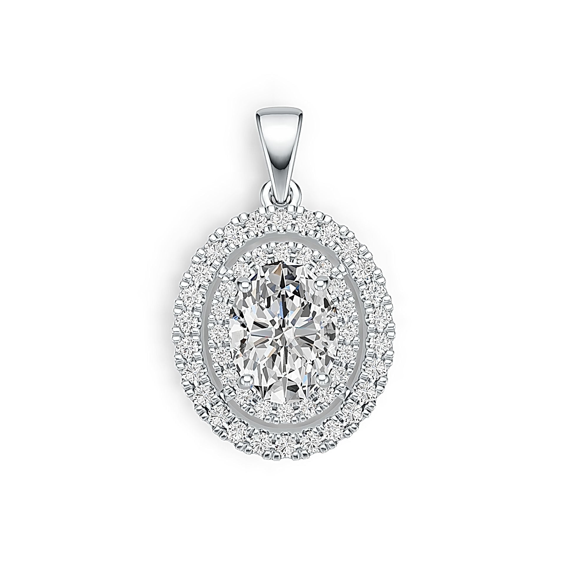18K Gold Semi Mount Pendant Setting Oval OV 9x7mm Diamond Accent DHJ