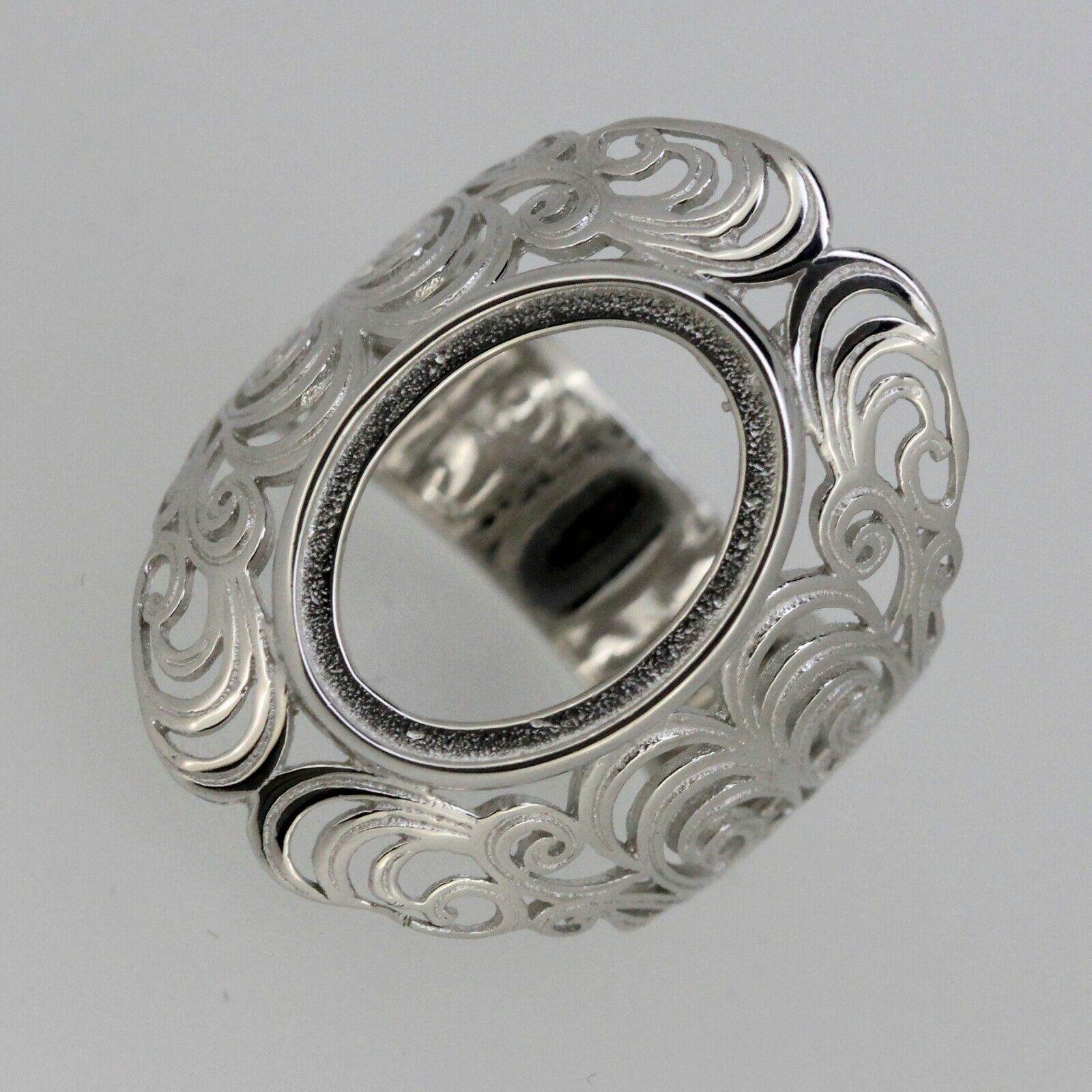 Platinum Semi Mount Ring Setting Oval OV 15x11mm Cabochon Filigree Syzjewelry