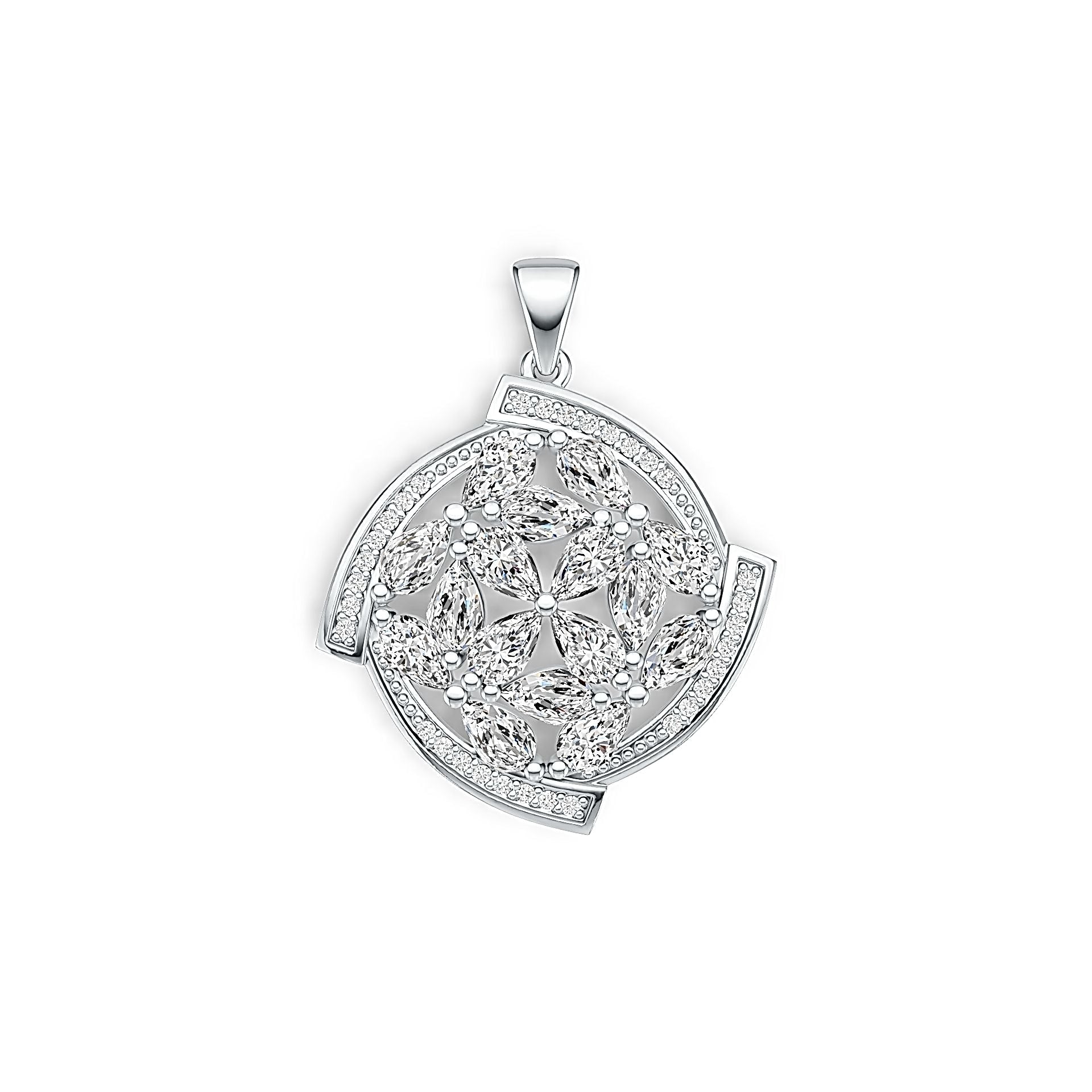 18K Gold Semi Mount Pendant Setting Pear PE 5X3mm with White Topaz Diamond Accent DHJ
