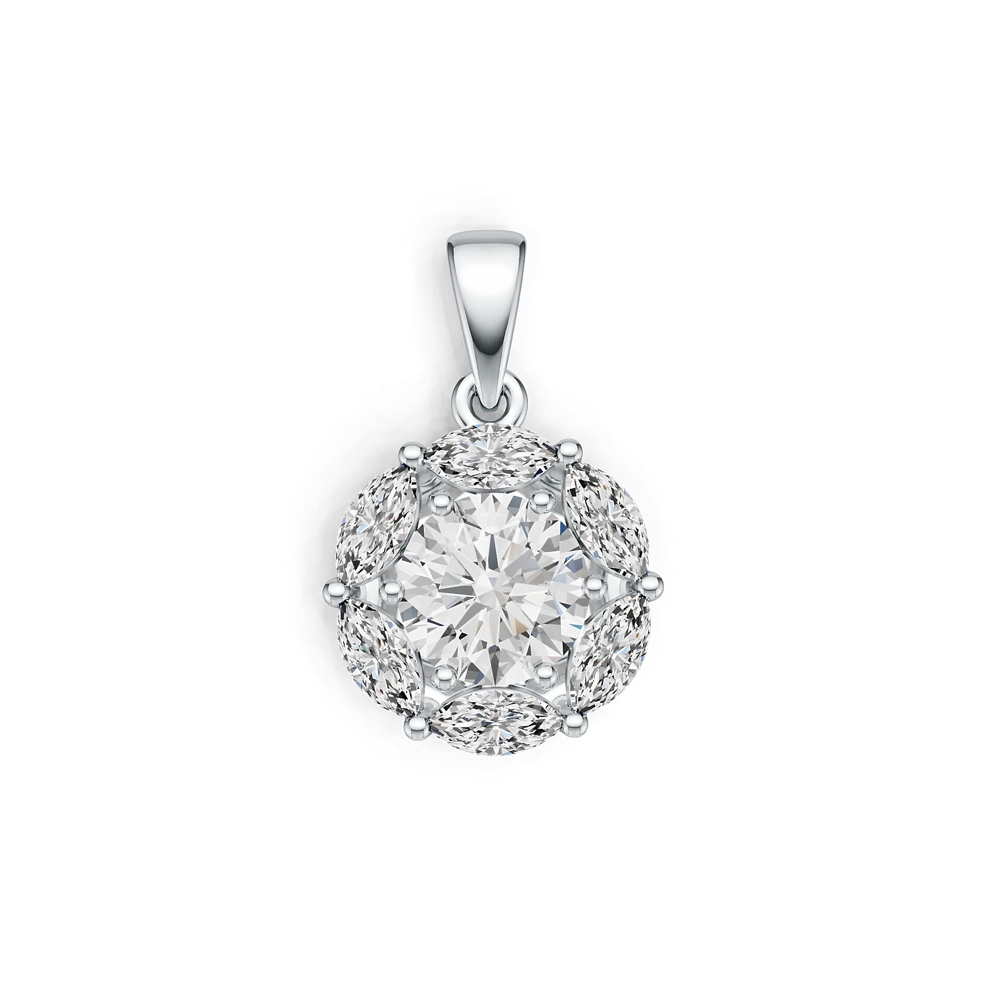Sterling Silver Semi Mount Pendant Setting Round RD 8X8mm MQ 6X3mm DHJ