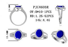 Platinum Semi Mount Ring Setting Oval OV 10X8mm Diamond Accent DHJ