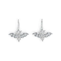 18K Gold Semi Mount Earrings Setting Pear PE 7X5mm RD 5X5mm Bat Theme Diamond Accent DHJ