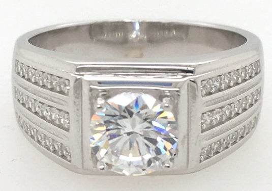 Men's 18K Gold Semi Mount Ring Setting Round RD 6.5x6.5mm Diamond Accent DHJ