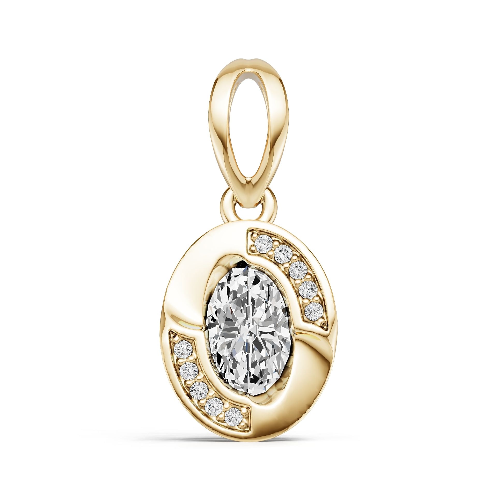 18K Gold Semi Mount Pendant Setting Oval Ov 5x4mm Diamond Accent Syz Jewelry