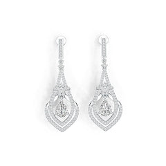 14K Gold Semi Mount Earrings Setting Pear PE 8x6mm with White Topaz Diamond Accent DHJ