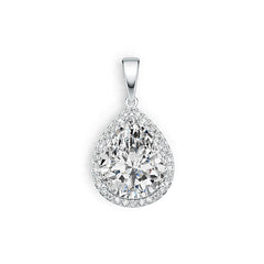 10K Gold Semi Mount Pendant Setting Pear PE 12x8mm W/ White Topaz Syzjewelry