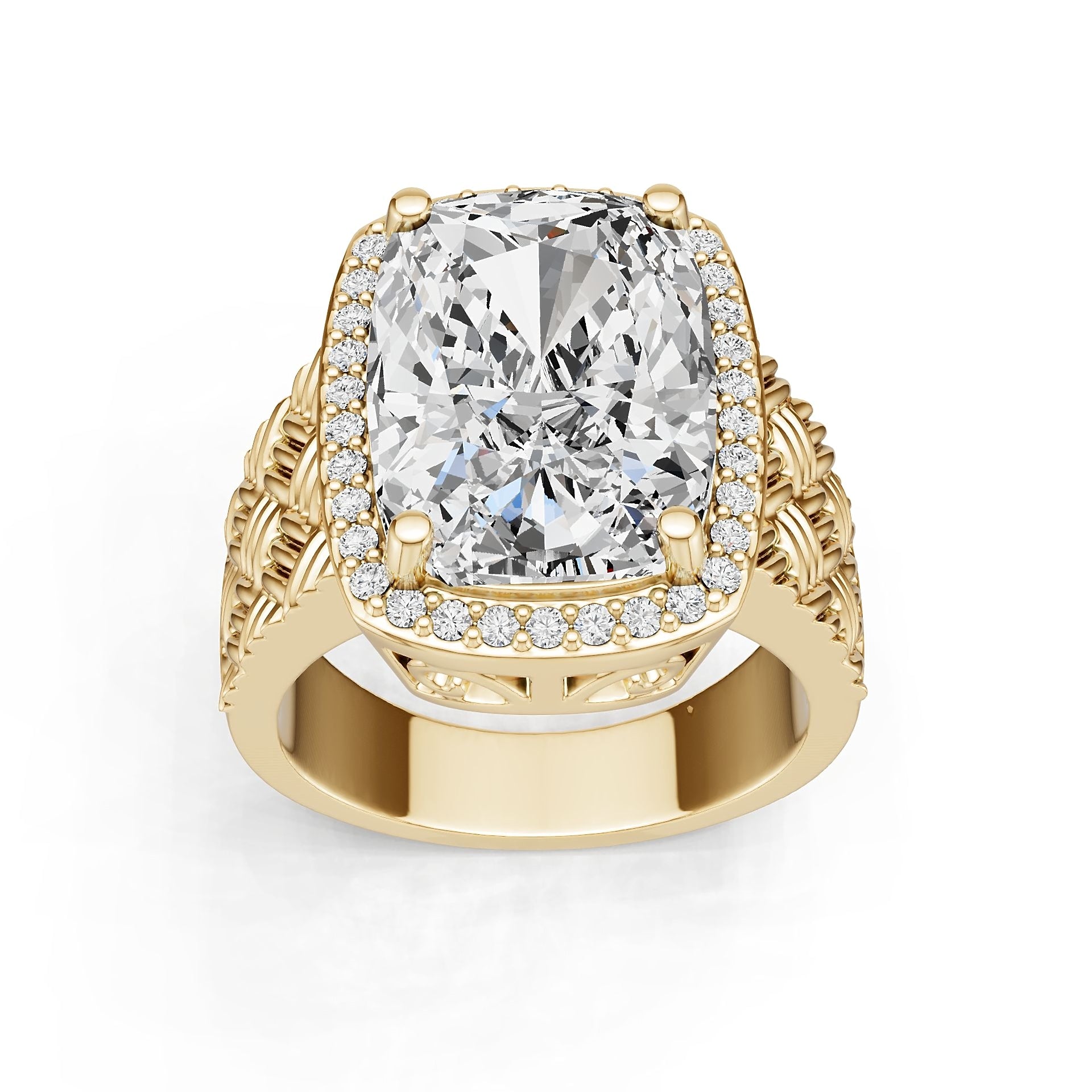 18K Gold Semi Mount Ring Setting Round Ro 14x10mm Diamond Accent Syz Jewelry