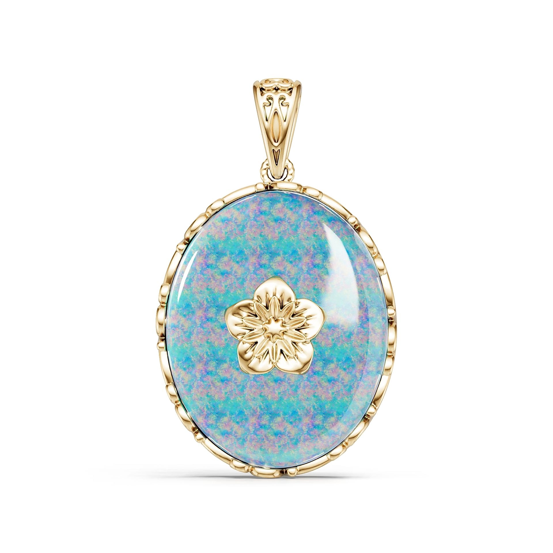 14K Gold Semi Mount Pendant Setting Round Ro 26x21mm Syz Jewelry