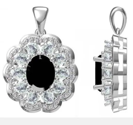 10K Gold Semi Mount Pendant Setting Oval OV 8X6mm Moissanite Accent DHJ