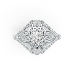 Sterling Silver Semi Mount Ring Setting Round RD 7X7mm with White Topaz DHJ