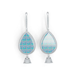 Sterling Silver Semi Mount Earrings Setting Pear PE 23X16mm Cabochon DHJ