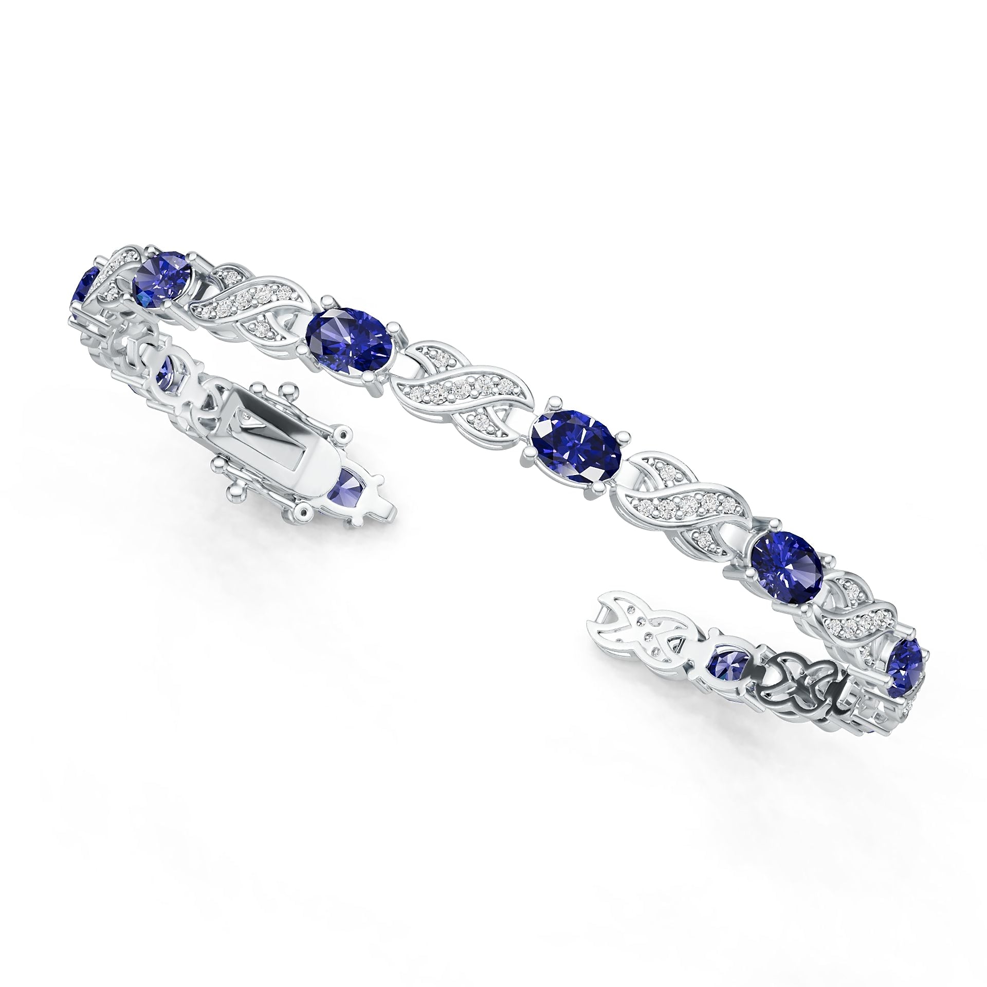 Platinum Semi Mount Bracelet Setting Oval OV 7x5mm Diamond Accent DHJ