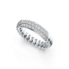 10K Gold Half Enternity Band Ring with Rope Band with White Topaz or Moissanite Moissanite Accent DHJ