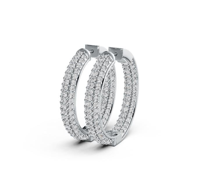 Platinum Hoop Earrings with or Moissanite Diamond Accent DHJ