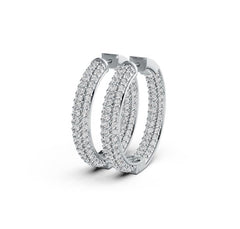 Platinum Hoop Earrings with or Moissanite Diamond Accent DHJ