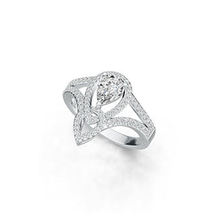 18K Gold Semi Mount Ring Setting Pear PE 8X6mm Diamond Accent DHJ