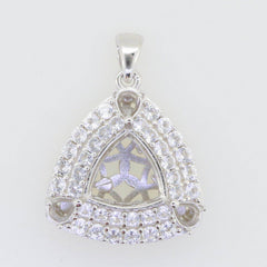 sterling Silver Semi Mount Pendant Setting Trillion Tri 10x10mm Halo Diamond Accent Syzjewelry