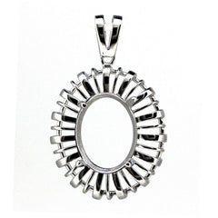 Platinum Semi Mount Pendant Setting Oval OV 12x9mm Syzjewelry