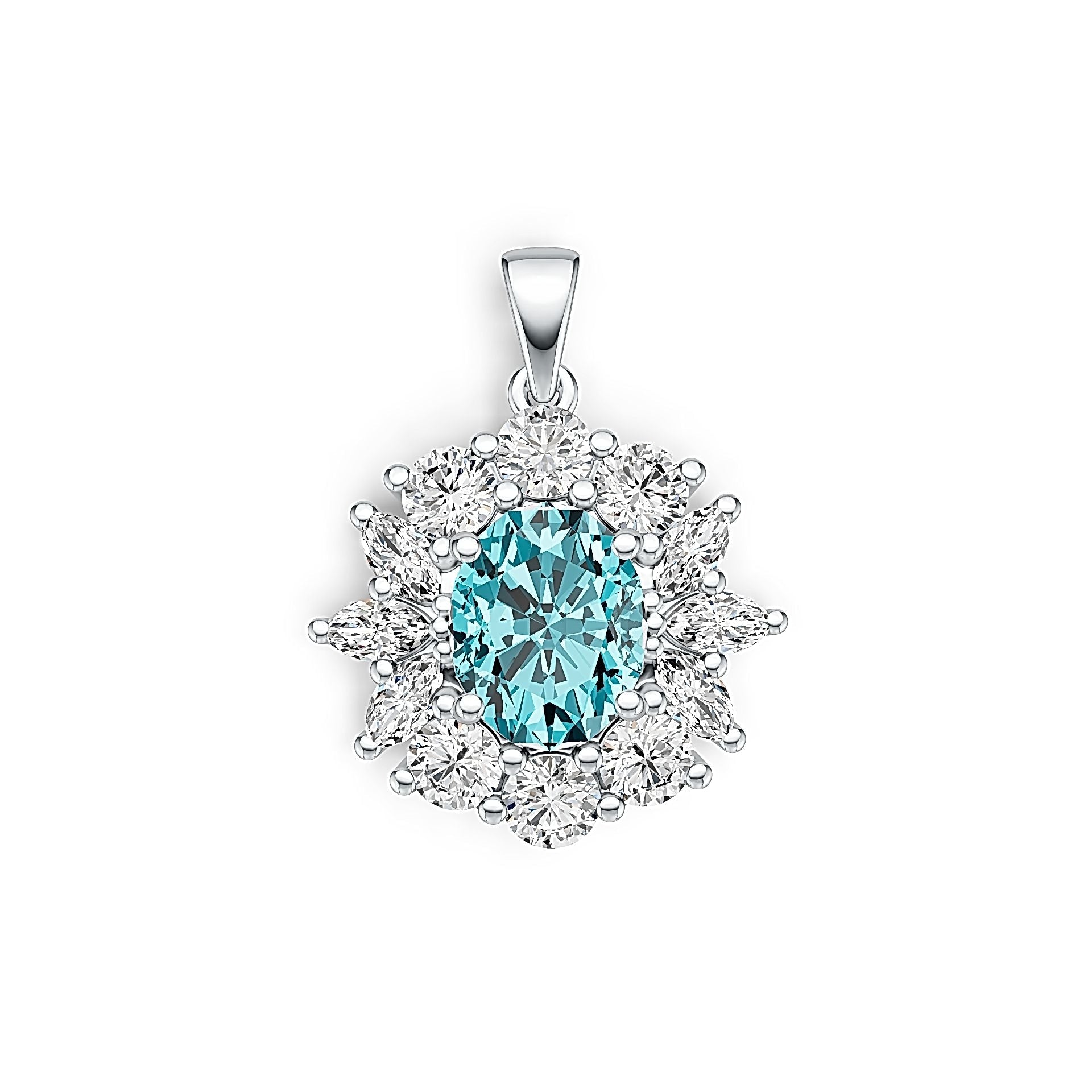 18K Gold Semi Mount Pendant Setting Oval OV 10X8mm MQ 5X2mm Diamond Accent DHJ