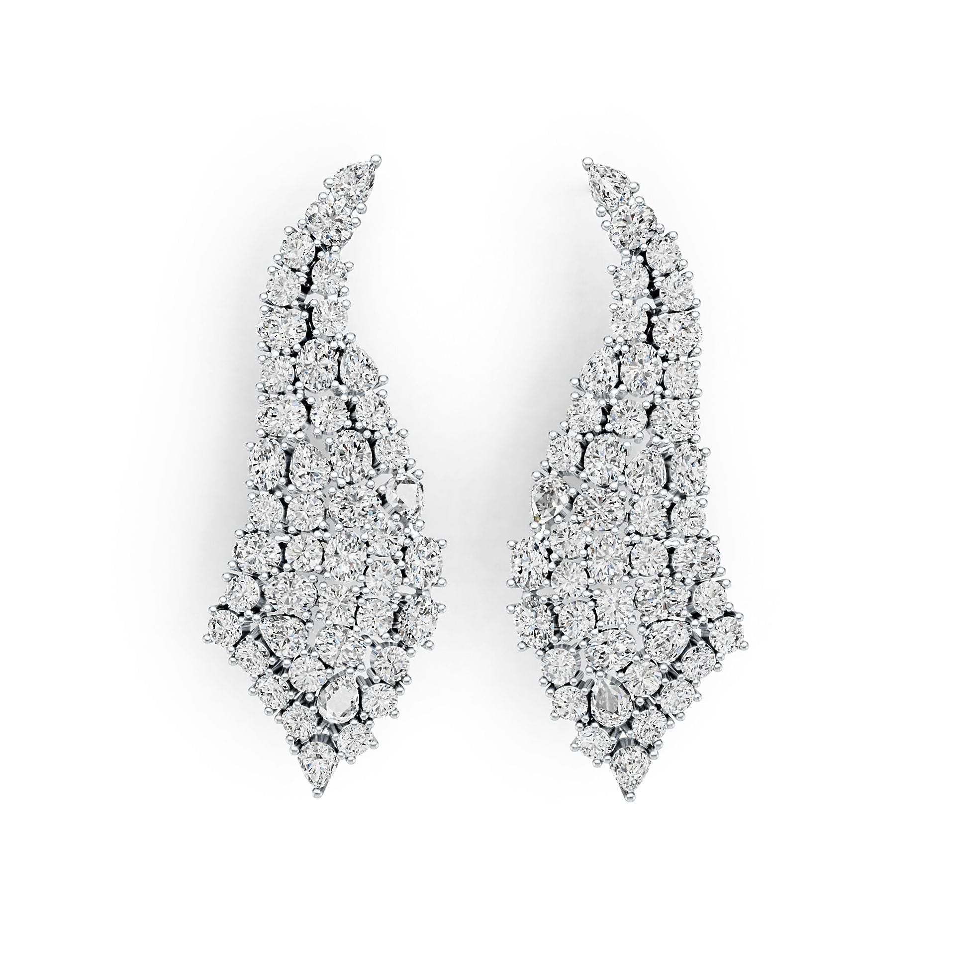 Platinum Semi Mount Earrings Setting Oval OV 4X3mm PE 4X3mm RD 3X3mm DHJ