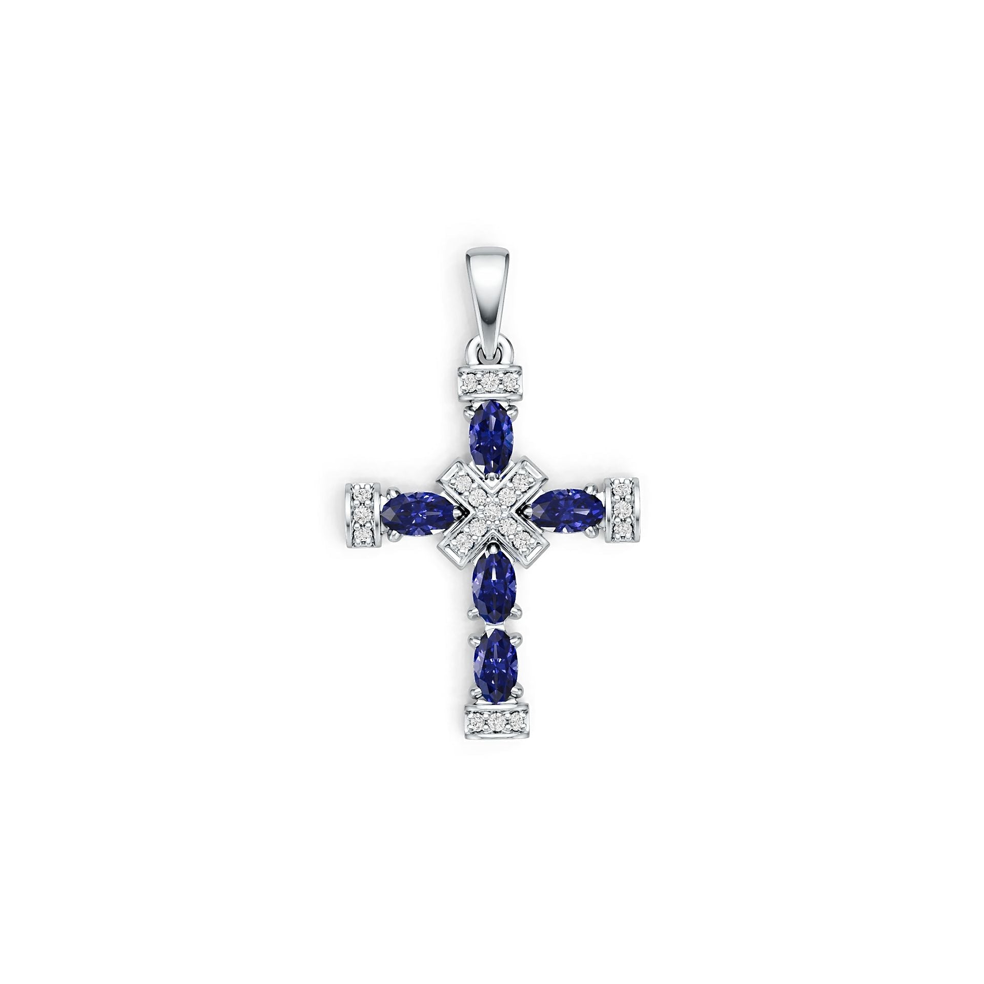 14K Gold Semi Mount Pendant Setting Oval OV 5x3mm Cross Theme Diamond Accent DHJ