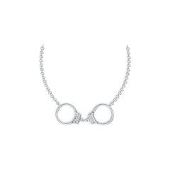 Sterling Silver Pendant Handcuff Theme with White Topaz or Moissanite