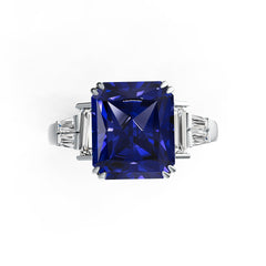 Sterling Silver Semi Mount Ring Setting Emerald OCT 12X10mm BG 6X3mm BG 4X2mm DHJ