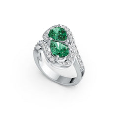 10K Gold Semi Mount Ring Setting Pear PE 8X6mm with White Topaz Moissanite Accent DHJ