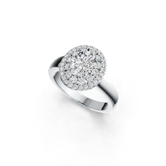 10K Gold Semi Mount Ring Setting Oval OV 8X6mm Double Halo Moissanite Accent DHJ
