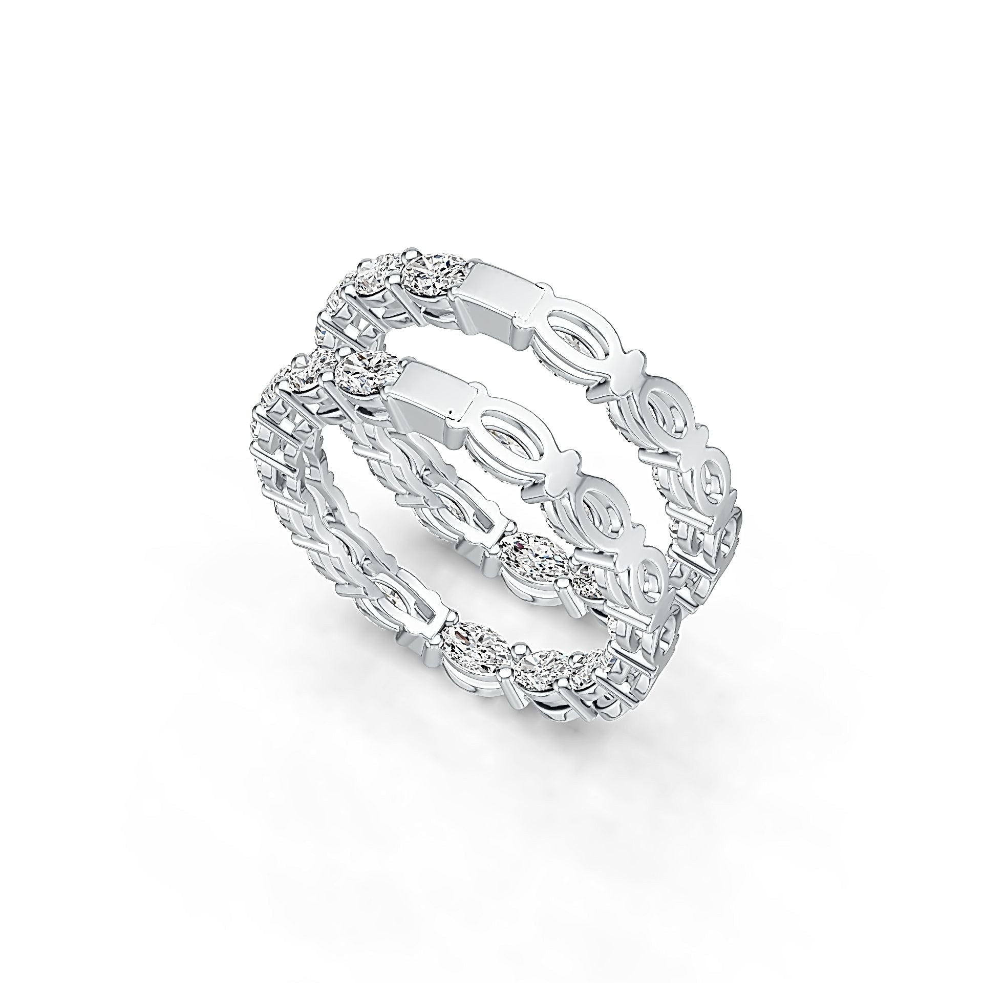 Platinum Semi Mount Earrings Setting Oval OV 5X3mm Hoop DHJ