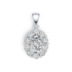 10K Gold Semi Mount Pendant Setting Oval OV 7X5mm with White Topaz Moissanite Accent DHJ