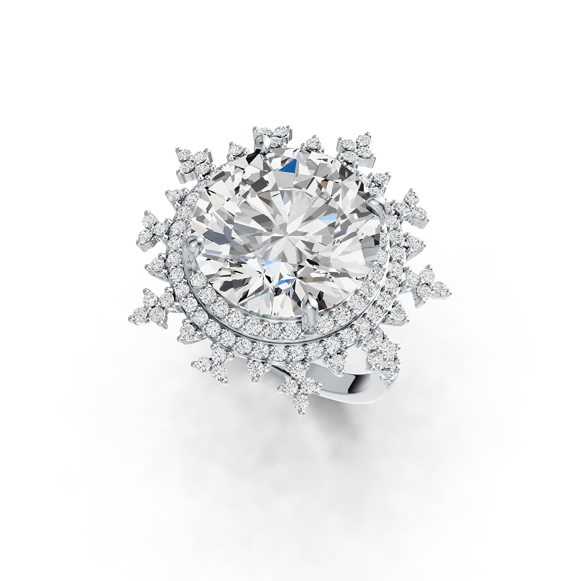 10K Gold Semi Mount Ring Setting Round RD 15mm Double Halo Moissanite Accent DHJ