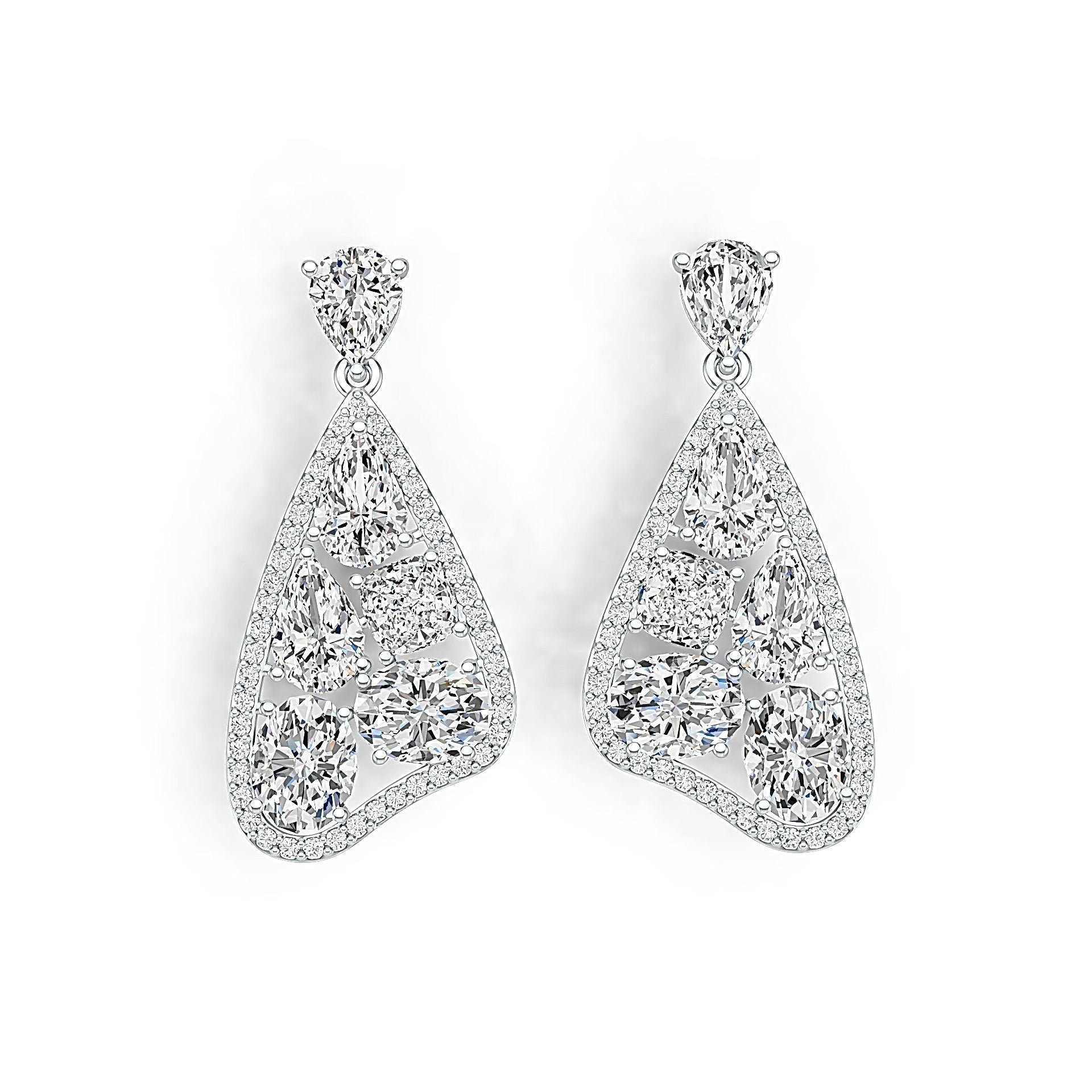14K Gold Semi Mount Earrings Setting PE 9X6mm PE 8X5mm OV 9X7mm CU 6X6mm Diamond Accent DHJ