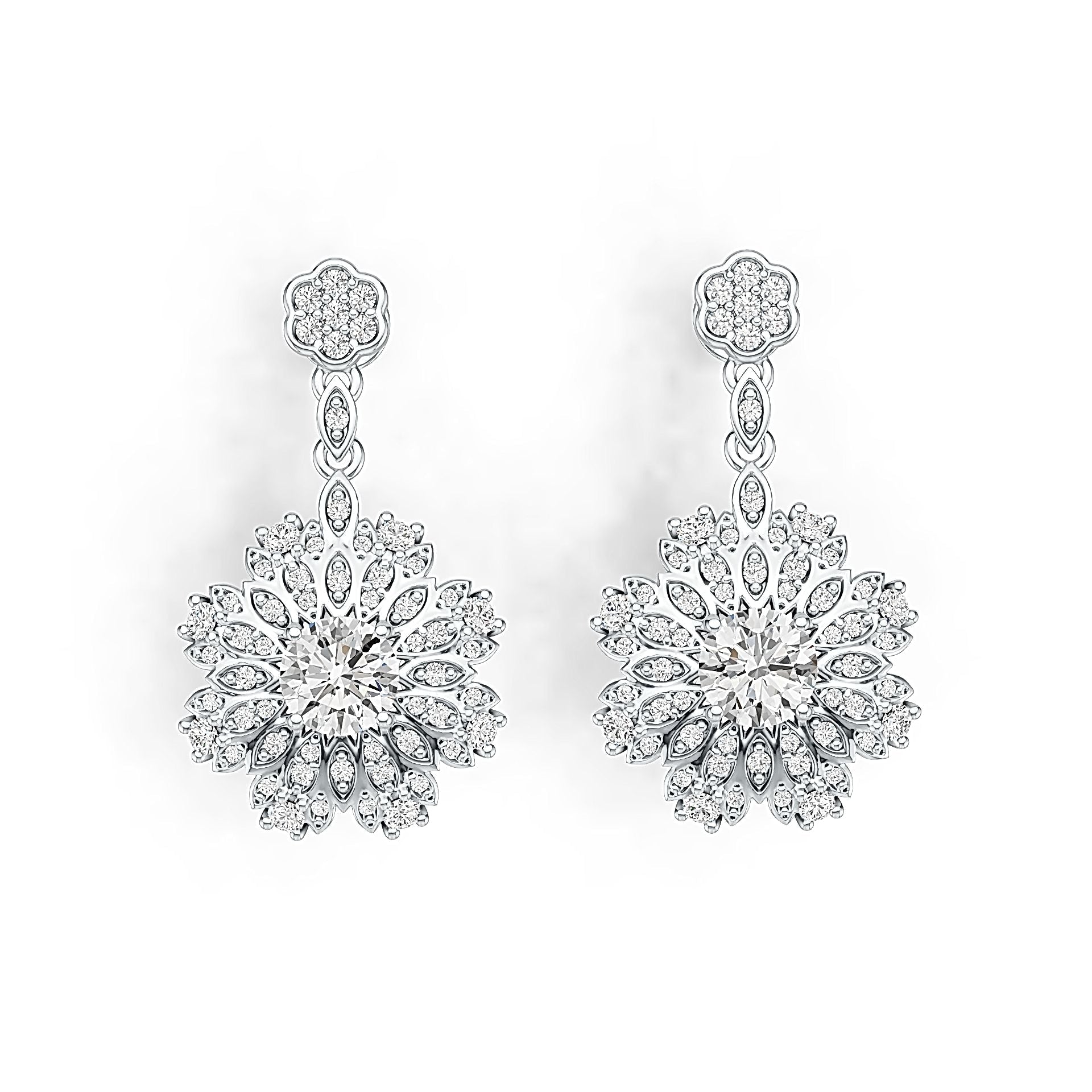 14K Gold Semi Mount Earrings Setting Round RD 6x6mm Diamond Accent DHJ
