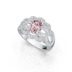 14K Gold Semi Mount Ring Setting Oval OV 8X6mm Diamond Accent DHJ