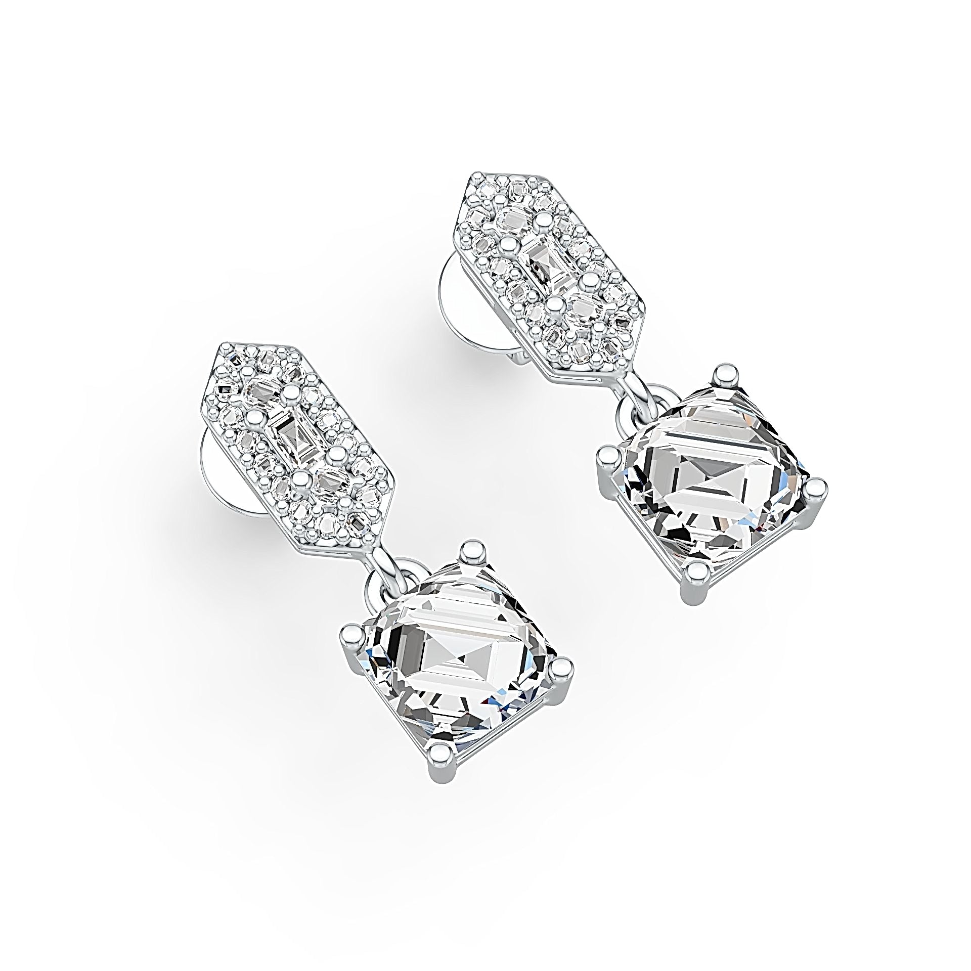 Sterling Silver Semi Mount Earrings Setting Emerald OCT 6X6mm DHJ