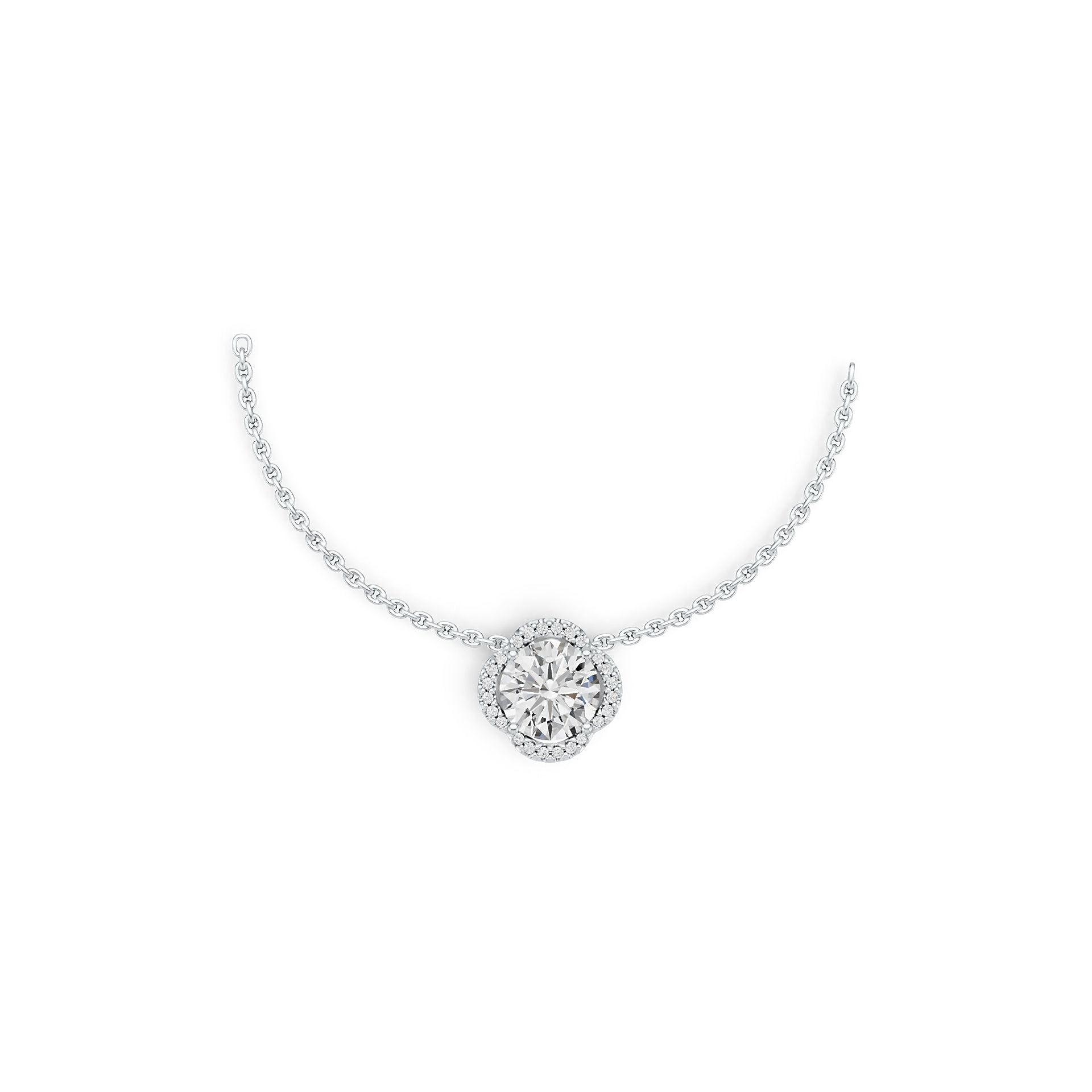 Platinum Semi Mount Pendant Setting Round RD 8x8mm Diamond Accent DHJ