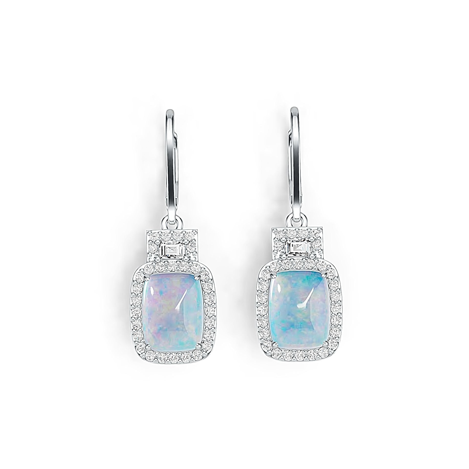 Platinum Semi Mount Earrings Setting Cushion CU 9X7mm Diamond Accent DHJ