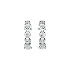 10K Gold Bezel Hoop Earrings with White Topaz or Moissanite Moissanite Accent DHJ