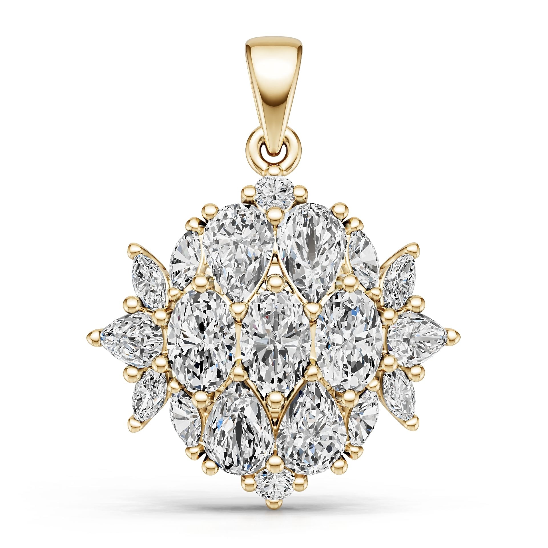 18K Gold Semi Mount Pendant Setting Round Ro 5x4mm Diamond Accent Syz Jewelry