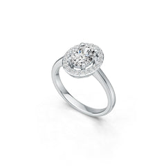 Platinum Semi Mount Ring Setting Oval OV 8X6mm Halo Diamond Accent DHJ