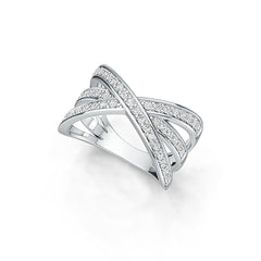 10K Gold Crossover Ring with White Topaz or Moissanite Moissanite Accent DHJ