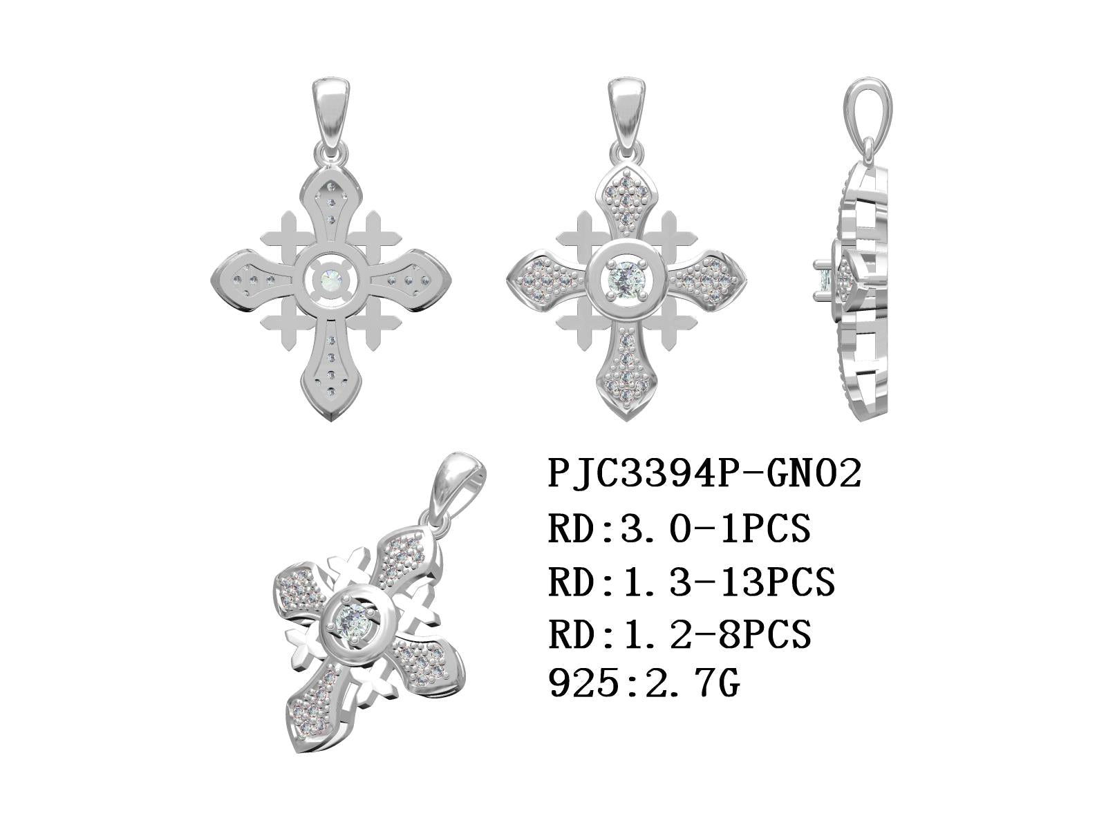 Platinum Semi Mount Pendant Setting Round RD 3x3mm Diamond Accent DHJ