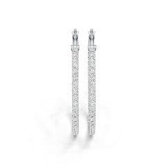 Sterling Silver Hoop Earrings Round with White Topaz or Moissanite DHJ