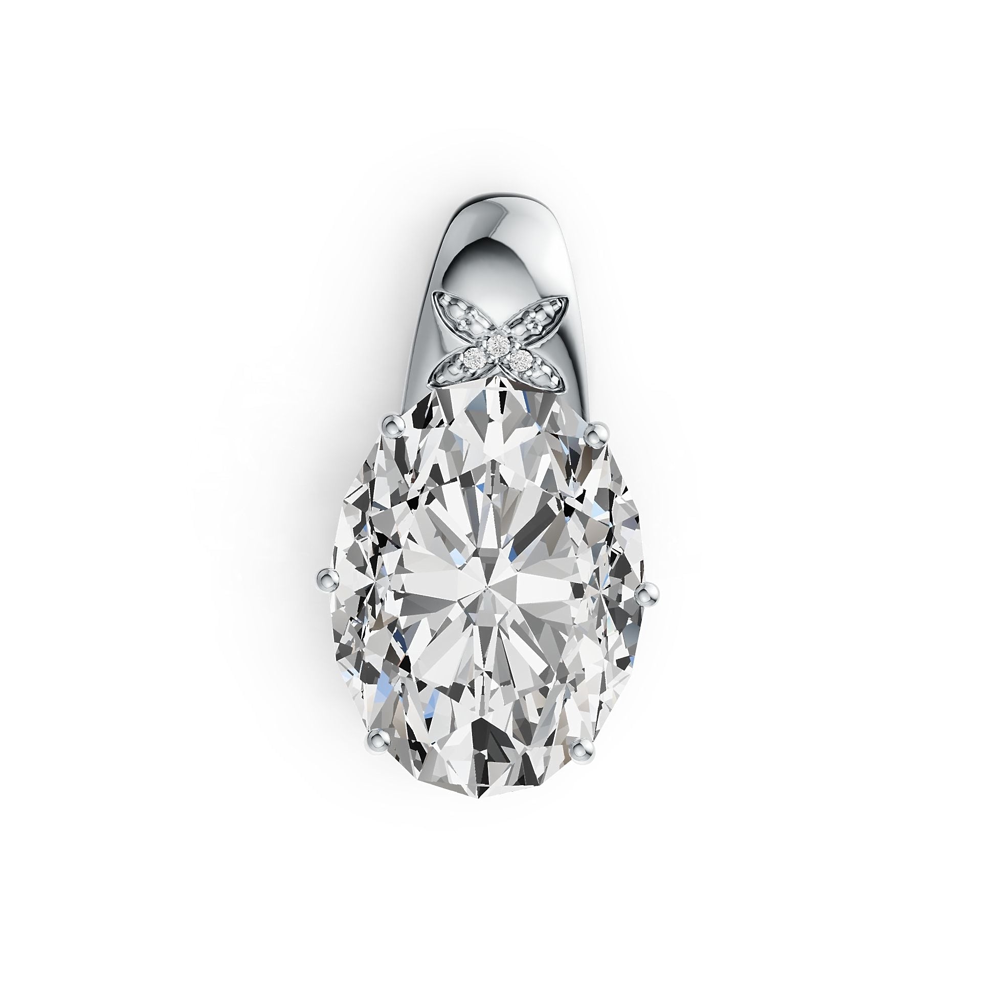 10K Gold Semi Mount Pendant Setting Oval OV 16X12mm Moissanite Accent DHJ